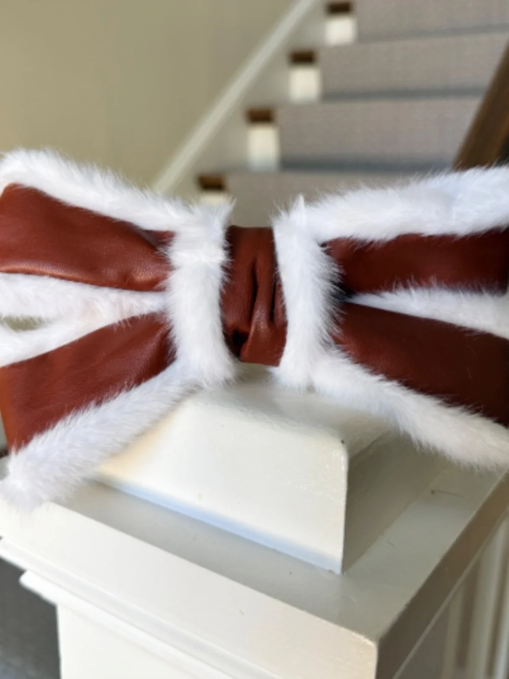 NWT Anthropologie Brown Faux Leather Bow Barrette